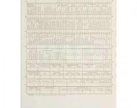 Assembly Line New Vehicle Build Sheet, Ford, 1967