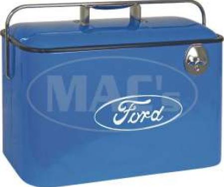 Vintage Ford Cooler - Blue With White Ford Logo - 18 x 8-3/4 x 12 Deep