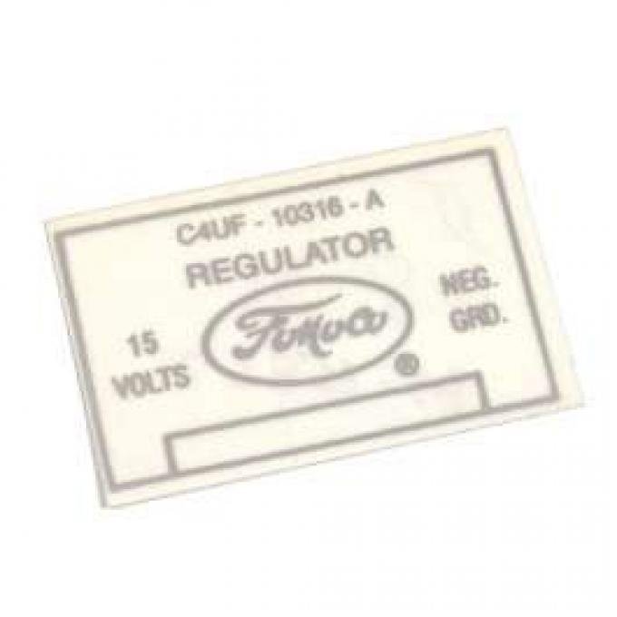 Voltage Regulator Decal - With Transistorized Ignition - Without Air Conditioning - 15 Volts