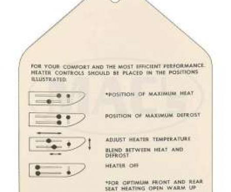 Instruction Tag, Heater, Galaxie, 1961