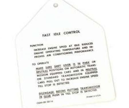 Fast Idle Control Instruction Tag, Galaxie, 1960