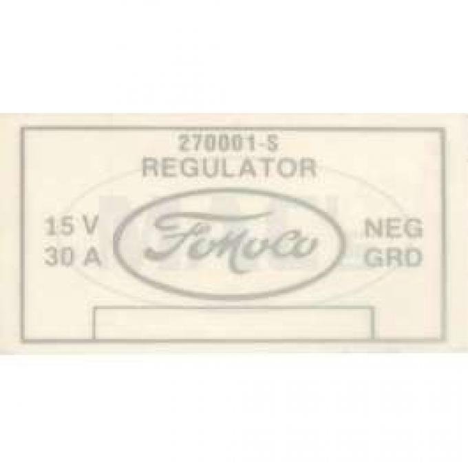 Voltage Regulator Decal, Galaxie, 1961