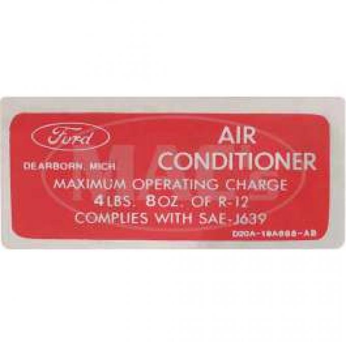 Air Cond Charge Decal, Ranchero, Torino, 1972-1973