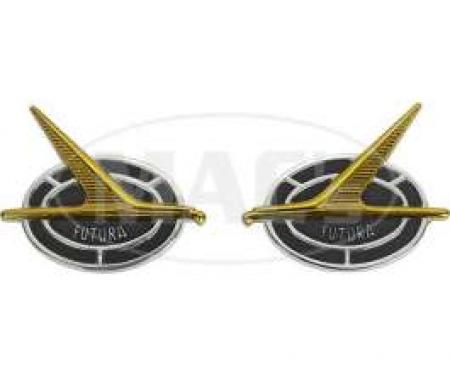 Roof Emblems - Futura - Chrome With Black Recesses and Gold Falcon - Falcon Futura