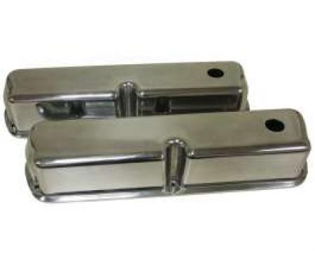 Ford Valve Covers, Small Block, Smooth Polished Aluminum, 1962-1979