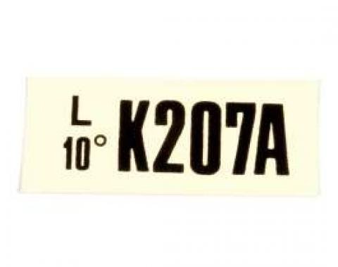 Engine Code Decal, 351-2V, Galaxie, 1970