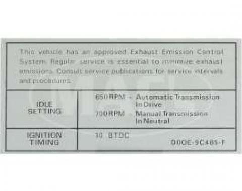 Emission Decal, 429 CJ AT/MT, (Before 10-1), Fairlane, Ranchero, Torino, 1970