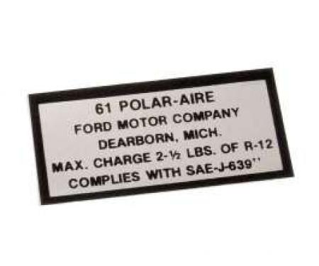 Air Conditioning Charge Decal - 61 Polar-Aire