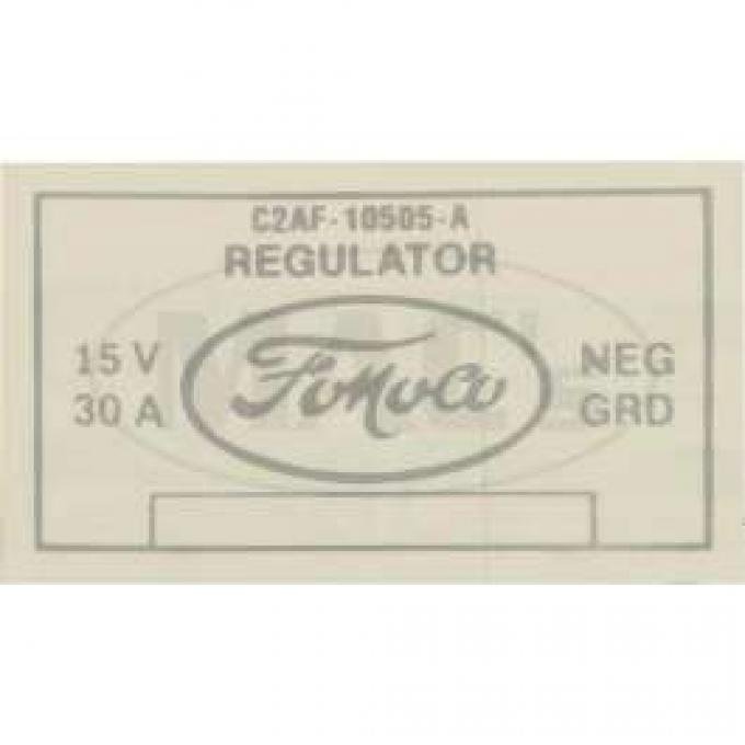 Voltage Regulator Decal, Silver, Galaxie, 1962-1963