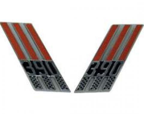 Fender Ornament - 390 3-Bar Emblem - Die-Cast Chrome On Red Background