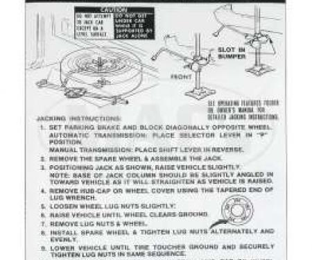 Jack Instruction Decal, Ranchero, 1972-1979