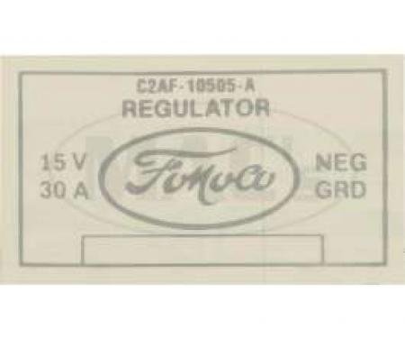 Voltage Regulator Decal, Silver, Galaxie, 1962-1963