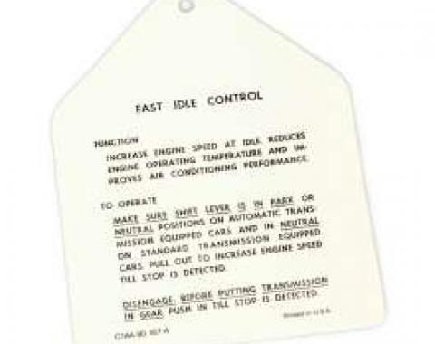 Fast Idle Control Instruction Tag, Galaxie, 1961