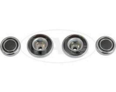 Ford Radio Knobs, Set, Chrome Plastic, Fairlane, Torino, Ranchero, Falcon, Cyclone, Montego, 1970-71