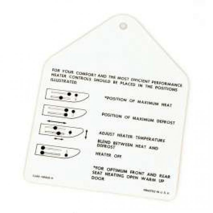 Instruction Tag, Heater, Galaxie, 1962