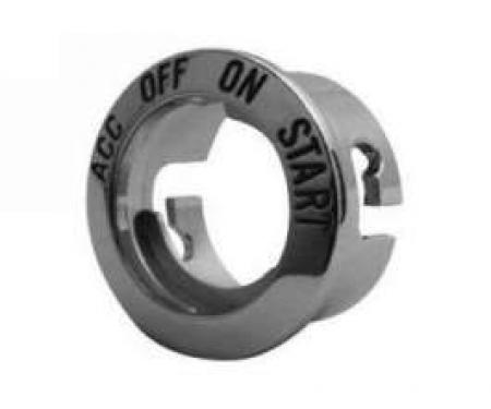 Ignition Switch Bezel - Bright Metal With Recessed Black Lettering