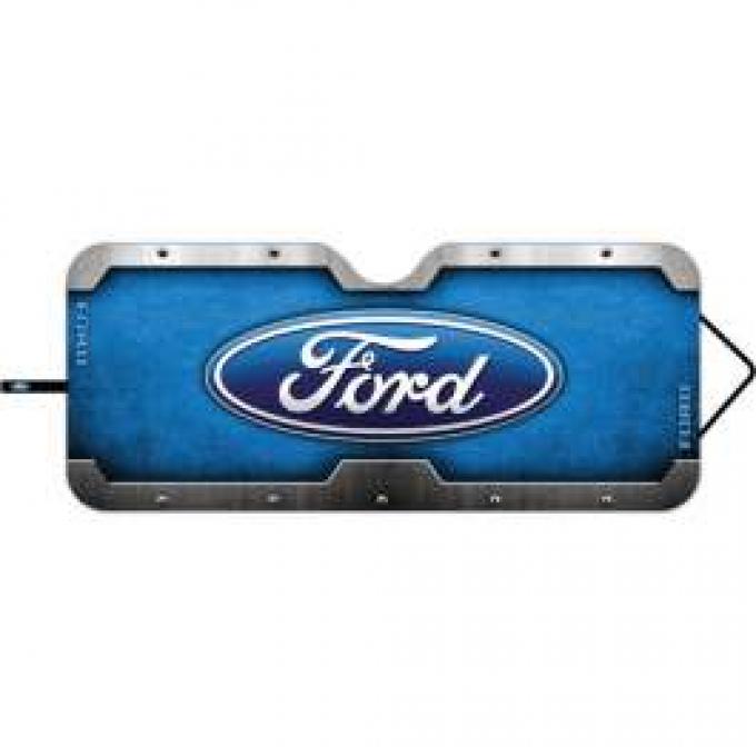 Ford Windshield Sun Shade,Accordion Style,With Ford Blue Oval Logo