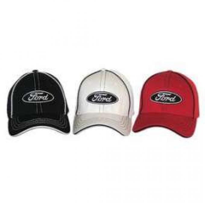 Hat, Ford Oval Logo, Flex Fit, Large/XL White