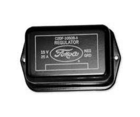 Voltage Regulator Cover - Black Cover With Blue Lettering