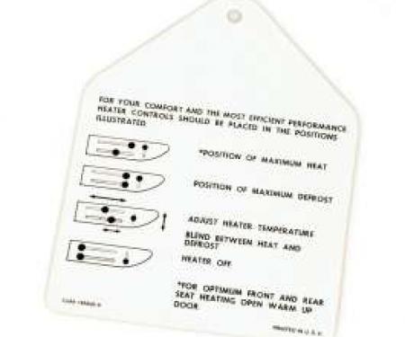 Instruction Tag, Heater, Galaxie, 1962