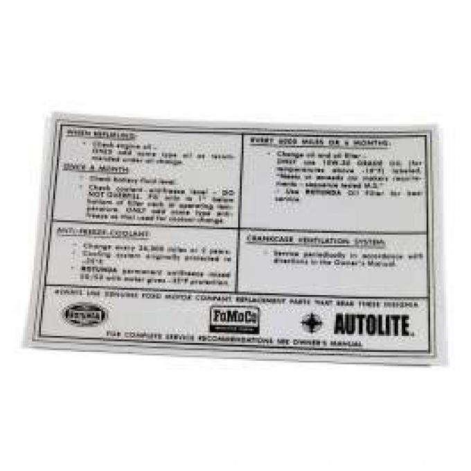 Service Specifications Decal