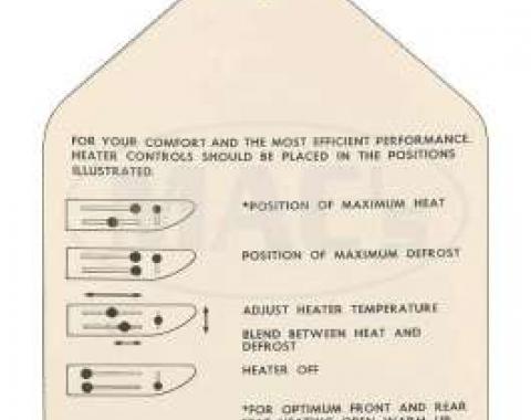 Instruction Tag, Heater, Galaxie, 1961