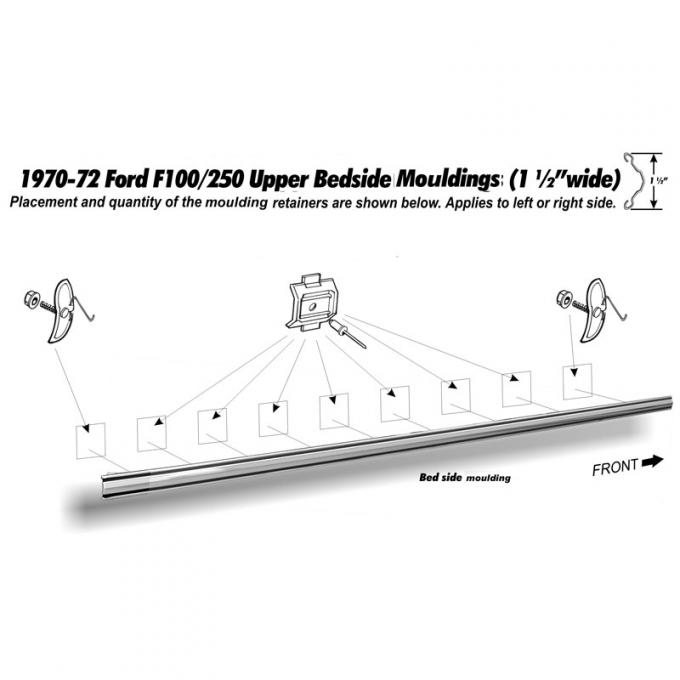 Dennis Carpenter Pickup Upper Long Bed Molding - 1970-72 Ford Truck     D0TZ-9929038-D