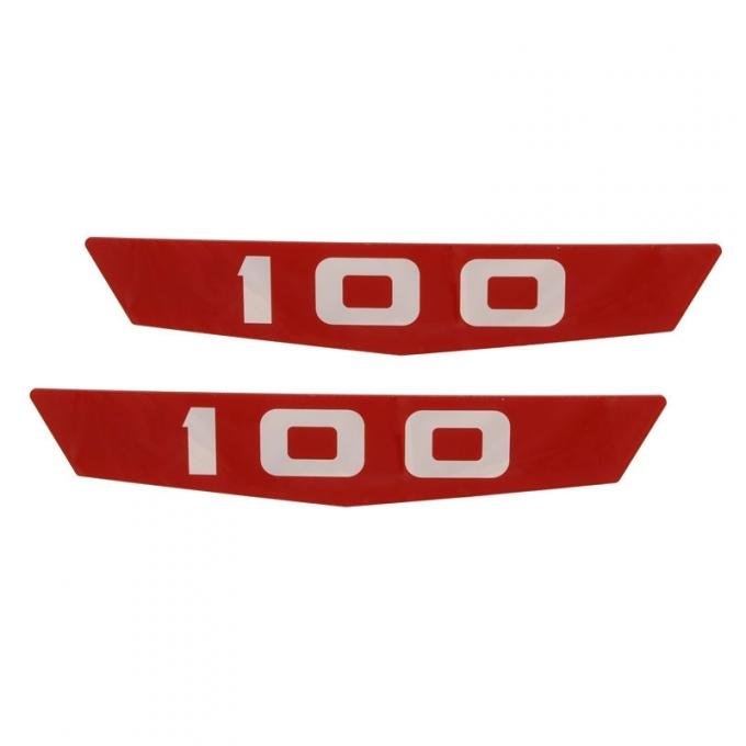 Dennis Carpenter Hood Side Emblem Plastic Insert - "100" - 1963-64 Ford Truck C3TZ-16719