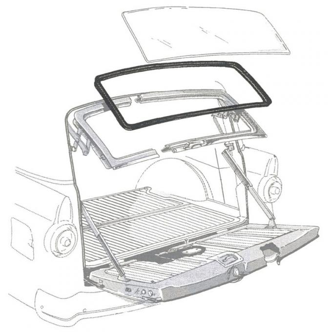 Dennis Carpenter Back Glass Seal - No Groove for Chrome - Ranch Wagon & Sedan Delivery - 1955-56 Ford Car   B5A-5942084-C