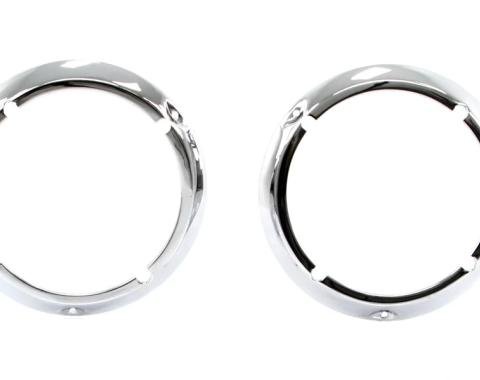 AMD Headlight Bezels, Chrome, LH/RH Pair, 71-77 Bronco 145-4671-C
