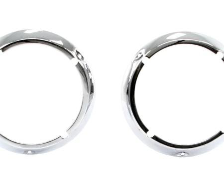 AMD Headlight Bezels, Chrome, LH/RH Pair, 71-77 Bronco 145-4671-C
