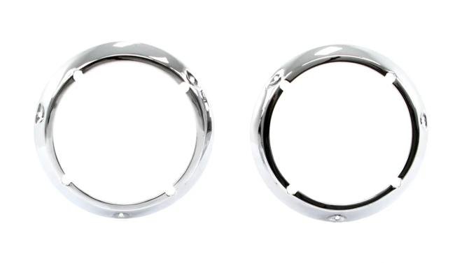 AMD Headlight Bezels, Chrome, LH/RH Pair, 71-77 Bronco 145-4671-C