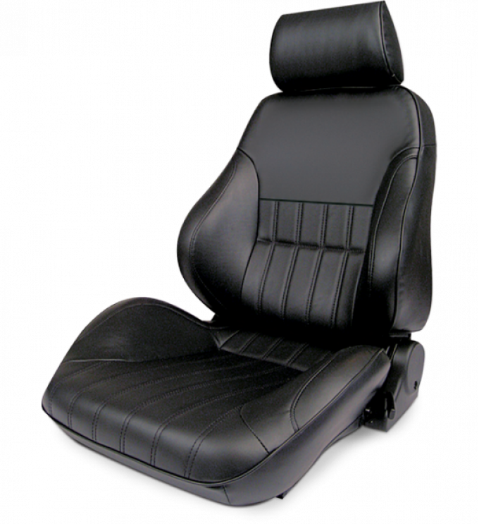 Procar Smoothback Rally Seat, with Headrest, Left, Black Leather