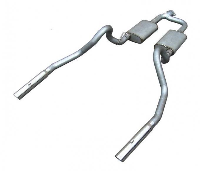 Pypes Cat Back Exhaust System 98-04 Mustang V6 Split Rear Dual Exit 2.5 in Intermediate And Tail Pipe Street Pro Mufflers/Hardware/3 in Black Tips Inc Natural Finish 409 Stainless Steel Exhaust SFM54B