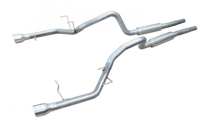 Pypes Cat Back Mid Muffler Exhaust System 11-14 Mustang V6 Split Rear Dual Exit 2.5 in Intermediate And Tail Pipe M80 Mufflers/Hardware/4 in Black Tips Incl Black Finish 409 Stainless Steel Exhaust SFM79B