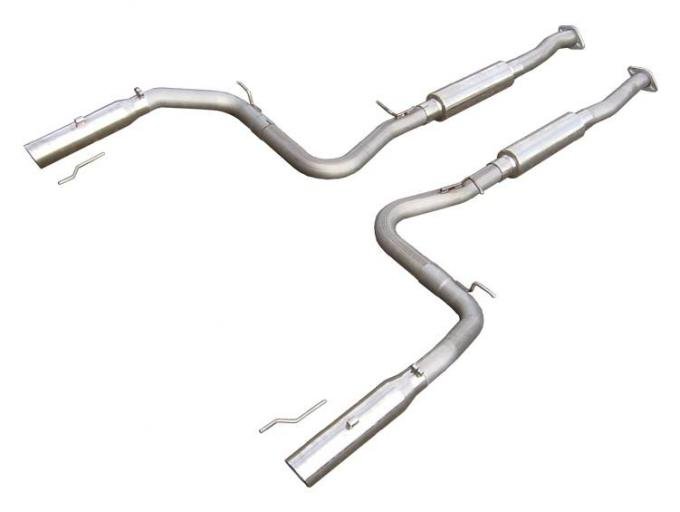 Pypes Cat Back Exhaust System 99-04 Mustang GT Split Rear Dual Exit 2.5 in Intermediate And Tail Pipe Hardware/Violator Mufflers/3.5 in Polished Tips Incl Natural Finish 409 Stainless Steel Exhaust SFM28V