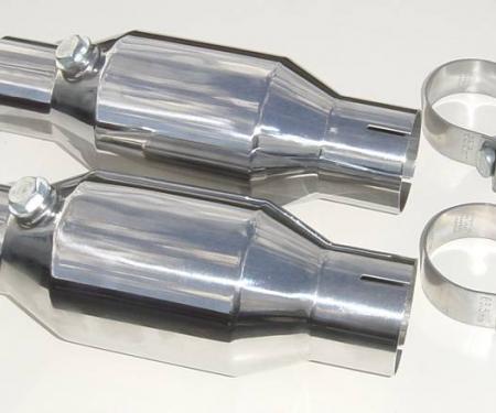 Pypes High Flow Mini Catalytic Converter 300 Cell Count 2.5 in Metallic Substrate Polished 304 Stainless Steel Exhaust CVM11K