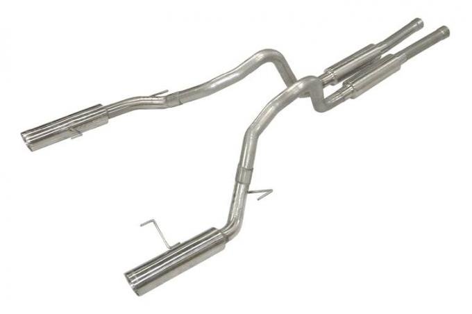 Pypes Cat Back Exhaust System 05-10 Mustang GT Split Rear Dual Exit 2.5 in Intermediate And Tail Pipe M80 Muffler/Hardware/4 in Polished Tips Incl Natural Finish 409 Stainless Steel Exhaust SFM66M