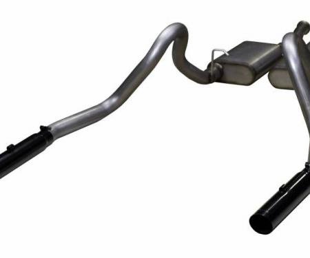 Pypes Cat Back Exhaust System 79-97 Mustang LX/GT Split Rear Dual Exit 2.5 in Intermediate And Tail Pipe Hardware/Mufflers/3 in Black Tips Incl Natural Finish 409 Stainless Steel Exhaust SFM16VB