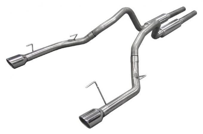 Pypes Cat Back Mid Muffler Exhaust System 05-10 Mustang GT Split Rear Dual Exit 2.5 in Intermediate And Tail Pipe M80 Mufflers/Hardware/4 in Polished Tips Incl Natural Finish 409 Stainless Steel Exhaust SFM66