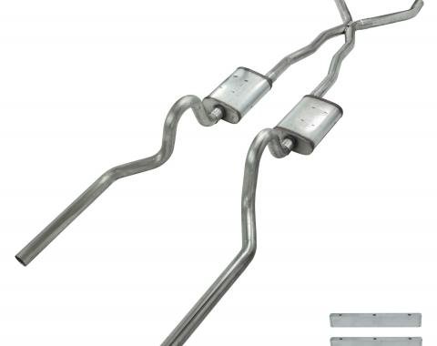 Pypes Crossmember Back w/X-Pipe Exhaust System 65-70 Convertible Mustang Split Rear Dual Exit 2.5 in Intermediate And Tail Pipe Muffler Not Incl Hardware Incl Tip Not Incl Exhaust SFM05