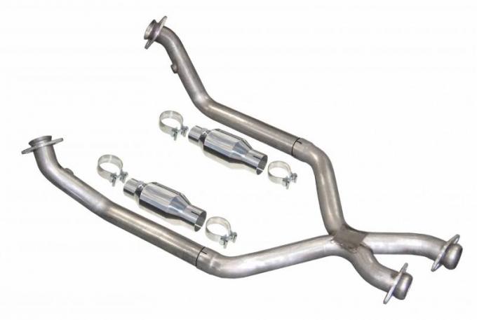 Pypes Exhaust X-Pipe Kit Intermediate Pipe 96-98 Mustang 2.5 in w/Cats Hardware Incl Natural 304 Stainless Steel Exhaust XFM33