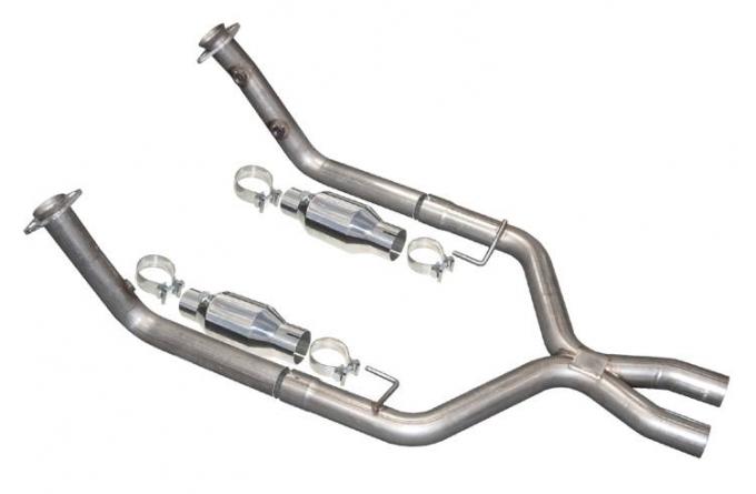 Pypes Exhaust X-Pipe Kit Intermediate Pipe 2.5 in w/Ceramic Cats Hardware Incl Natural 304 Stainless Steel Exhaust XFM26