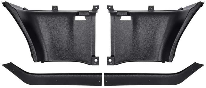 OER 1969-70 Mustang Fastback, Quarter Panel Trim Side and Upper Panel, 4-Piece Set, Black 31112B