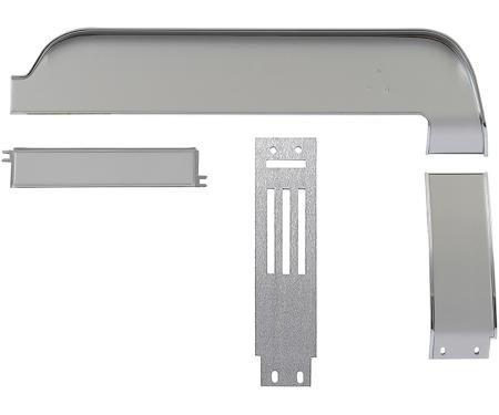 OER 1967 Mustang, Dash Panel Trim Kit, Brushed Aluminum, With Deluxe Interior, w/o AC, 4 Piece Set *04400H