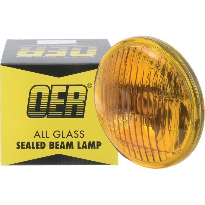 OER Fog Lamp Sealed Beam Bulb, 4-1/2" diameter, 12.8 Volt, 35 Watt, 2-Screw Terminal, Amber, 4415A GT7