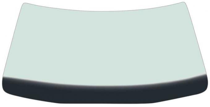 1971-73 Mustang Fastback, Front Windshield Glass, Green Tint, with Blue/Green Band