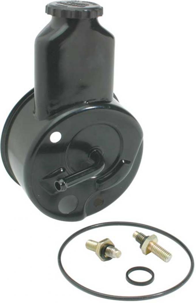 1955-68 Chevy, GMC Car & Truck, Power Steering Reservoir, 6 Cyl., Small Block, with Short Water Pump, Black Powder Coated