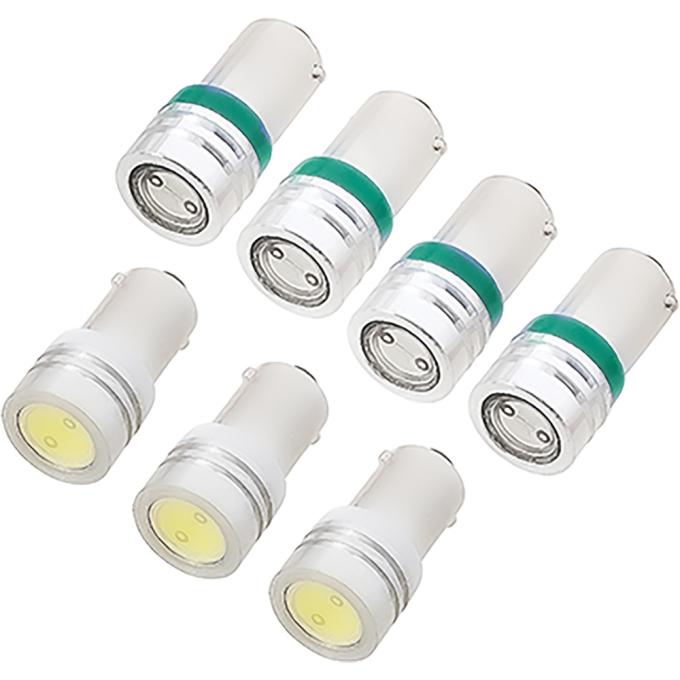 1965-66 Mustang, Instrument Gauge Cluster LED Bulb Kit, For 5-Gauge Cluster With Round 140mph Speedo, 7 Bulb Set, Green Illumination