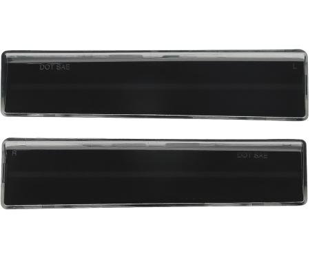 OER 1980-86 Ford F-100, F-150, F-250, F-350, Bronco, Front Side Marker Lamp, Smoked Lens, Amber LED, Pair 72014S